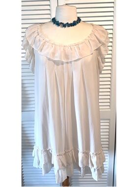 Vintage Bizz Ivory ruffle babydoll dress women’s Medium